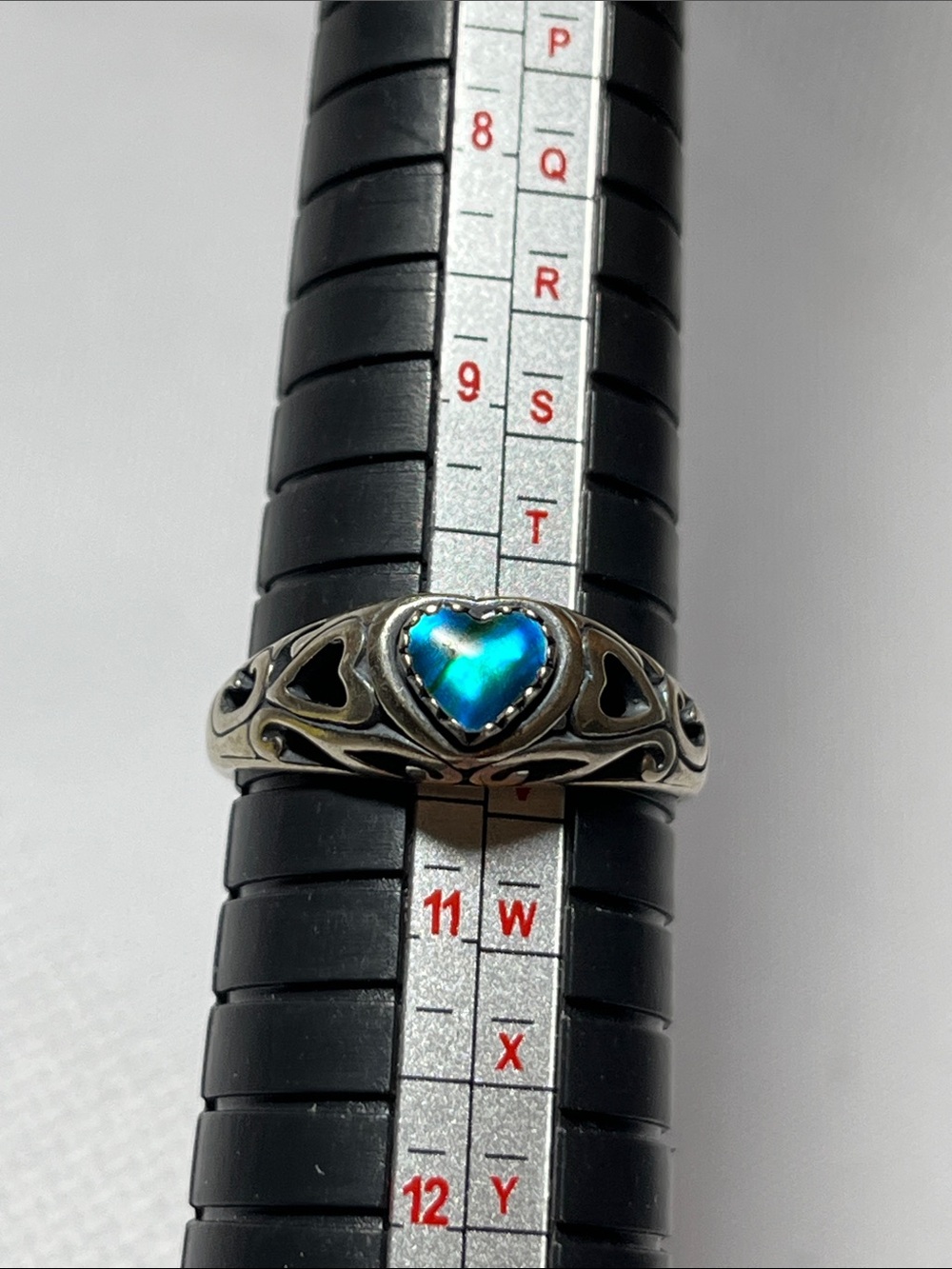 New Heart Blue Opal Sterling Silver Ring
Size 10
925